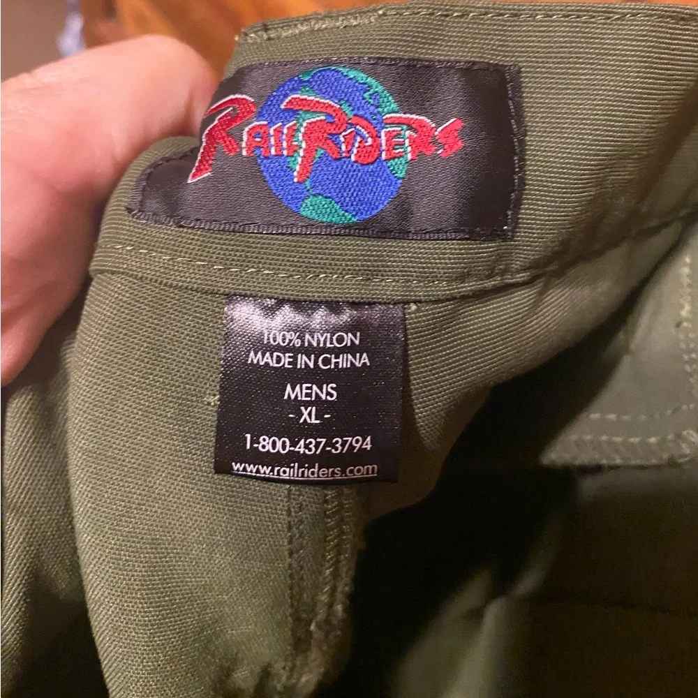 Rail Riders Pants Adult XL Army Green Nylon Lightweight Hiking Mens pants